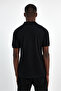 Men's Slim Fit Black Non-Stretch Cotton Polo Collar T-Shirt - 7