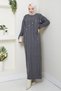 Women's Stone Detailed Plus Size Ribbed Long Knitwear Dress