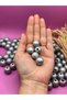 17 mm Silver Gray Wooden Beads (50 Grams 30 Pieces) Narrow Hole Diameter 4 mm Macrame Bag Bracelet Jewelry - 2