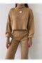 Turtleneck Hand-Interlocking Flexible Camel Knitwear Sweater and High Waist Camel Knitwear Trousers Set 015 - 7