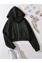 Black Zippered Crop Sweatshirt Cardigan - 3
