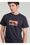 Eqyzt08045 Ev Gradient Box Ss Navy Blue Bicycle Collar Regular Fit Printed Men's T-Shirt - 3