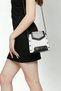 Queen Elizabeth Luna Shine White Color Women's Shoulder Bag with Stone Cover, Staple Detail & Cross Chain Strap - 2