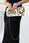Women's Gold Chain Strap Clutch Evening Bag – Shiny Gold Shoulder Bag for Chic Nights and Events - 6