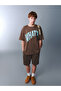 Brown Crew Neck Printed Boy's T-Shirt - 2