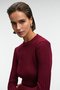 Encanto Women's Round Neck Stripe Pattern Slim Fit Burgundy Dress - 3