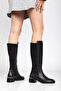 Women's Below-The-Knee Zippered Stretch Elastic Daily Boots Nora Black Skin - 4
