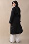 Black Trench Coat with Cross Pocket Detail - 6