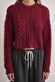 6863 Women's Braided Crop Knit Sweater Burgundy - 5