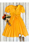 Yellow Big Collar Poplin Flared Dress - 6