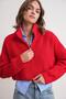 6752 Women's Crop Zipper Sweater Red