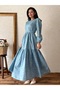 Hijab Blue Crispy Poplin Layered Dress - 6