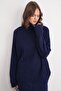 6928 Women's Ribbed Turtleneck Knitwear Sweater Navy Blue - 3