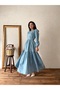 Hijab Blue Crispy Poplin Layered Dress - 4