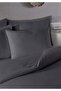 100% Cotton Satin Stripe Flounce Double Duvet Cover Set Dark Gray 200X220 cm - 4