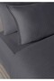 100% Cotton Satin Stripe Flounce Double Duvet Cover Set Dark Gray 200X220 cm - 5