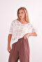 Knitwear Blouse Summer Pullover Lace Openwork Ethnic Pattern Bat Sleeve Boat Neck Pareo Women's Blouse - 6