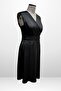 Women's Double Breasted Collar Button Detailed Asymmetrical Plus Size Crepe Satin Dress - 3