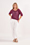 Knitwear Blouse Summer Pullover Lace Openwork Ethnic Pattern Bat Sleeve Boat Neck Pareo Women's Blouse - 2