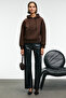 SELENE Women’s Hooded Pocketed Kangaroo Regular Fit Brown Sweatshirt - 2