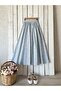 Turquoise-Pink Floral Poplin Flared Skirt - 6
