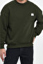 Men's High Neck Embroidered Oversized Sweatshirt Khaki - 3
