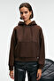 SELENE Women’s Hooded Pocketed Kangaroo Regular Fit Brown Sweatshirt - 3