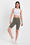 Women's High Waist Comforting Khaki Ribbed Biker Shorts Short Tights - 4