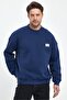 Men's Turtleneck Embroidered Oversize Sweatshirt Navy Blue - 6