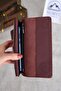 Saraciye Stitched Genuine Leather Wallet with Phone Compartment, Burgundy Color 1052 - 4
