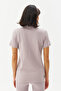 Women's Beige Buttoned Polo Collar Short Sleeve Cotton T-Shirt 8719 - 5