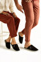 Unisex Indoor Slippers Non-Slip Ribbed Fabric Comfortable Model Stylish and Comfortable Indoor Slippers Semi-Leather - 2