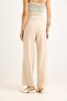 Stylish Fabric Wide-Leg Trousers with Two Buttons Beige - 5