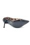 Feles Thin Heeled Leopard Patterned Stiletto Women's Shoes Black - 5