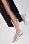 Feles Staple Detailed Women's Ballet Shoes Silver - 3