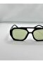 Oversize Geometric Black Women's Sunglasses – Green Glass - 2