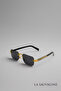 Gold Detailed Cornered Slim Unisex Sunglasses – Foldable Design