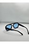 Black Oversize Geometric Sunglasses – Blue Glass Triangle Bridge Detail - 4