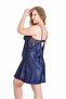 Premium Plus Size Navy Blue Short Double Satin Robe Nightgown Set - 3
