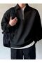 Men's Polo Neck Half Zip Sweatshirt Black