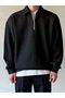 Men's Polo Neck Half Zip Sweatshirt Black - 2