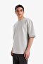 Loose Fit Crew Neck Short Sleeve Heavy Fabric Basic Plain T-Shirt B4844Ax25Sp - 3