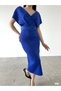Women's Belted Pearl-Detail Scuba Fabric Evening Dress (Colored)
