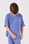 Boy's Crew Neck Wrap Embroidered Summer Regular Fit Blue Bermuda Suit Us1779-C-V5 - 2