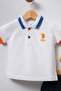 Baby Boy Polo Collar Pigment Printed Summer Regular Fit White Baby Set Usb2281-C-V1 - 2