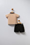 Baby Boy Polo Collar Pigment Printed Summer Regular Fit White Baby Set Usb2339-C-V6 - 4