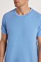 Men's Slim Fit Slim Fit 100% Cotton Plain Pique Blue Crew Neck T-Shirt - 3
