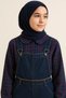 Girl's Checkered Navy Blue Modest Shirt - 5