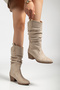 Women's Western Cowboy Gusseted Suede Boots - 5