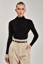 Women's Draped Long Sleeve Blouse - Black - 4